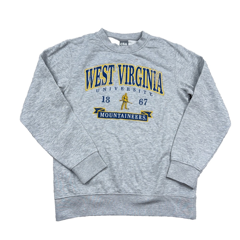 West Virginia Mountaineers Sweatshirt Women Small Gray Crewneck Sweater WVU